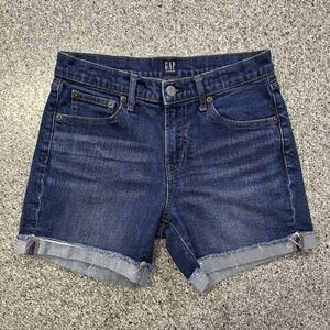 Gap Shorts Womens 2 26x4 Mid Rise Cuffed Denim Jean Short Dark Wash